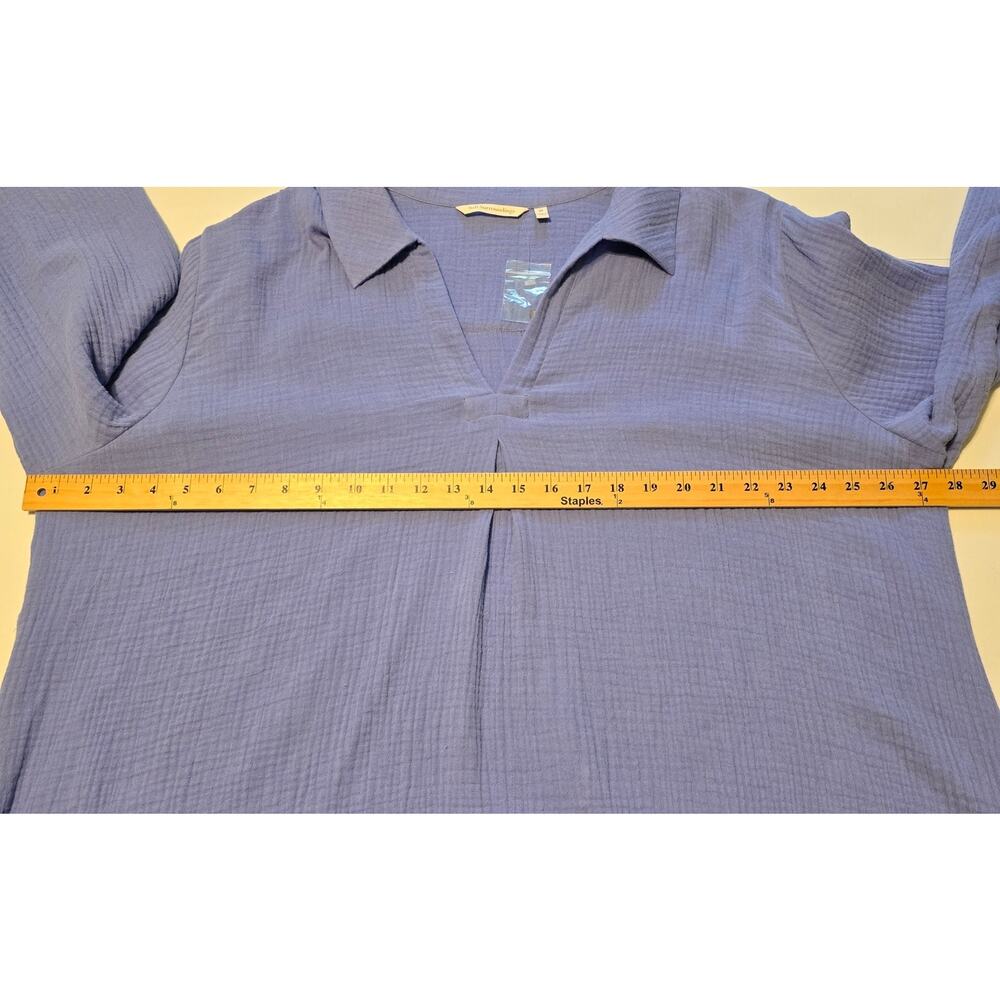 Soft Surroundings Top Womens Plus Size 3X blue 100% Cotton Gauze Coastal NWOT - Picture 7 of 8